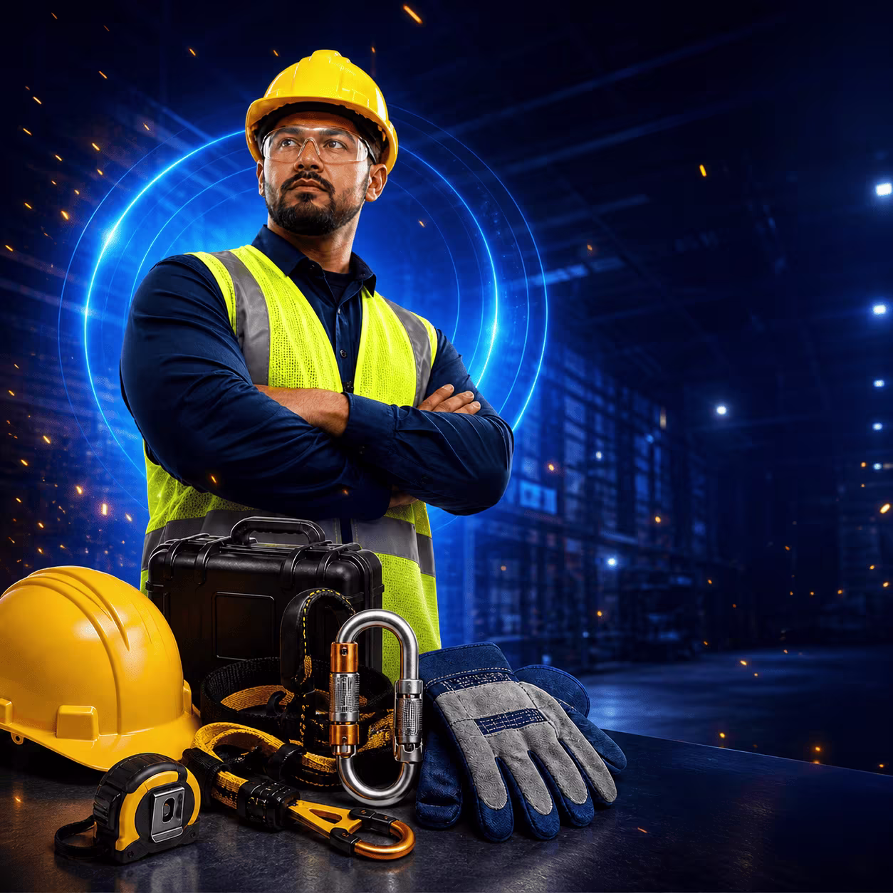 Trabajador equipado con protección personal